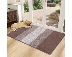 SHACOS Binnendeurmat, Buitendeurmat, Vuilvangermat, Antislipdeurmat, Absorberende deurmat, Voordeurmat, Entreemat, Tapijt (Bruin, 80 x 150 cm)