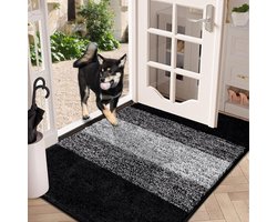 SHACOS Binnendeurmat, Buitendeurmat, Vuilvangermat, Antislipdeurmat, Absorberende deurmat, Voordeurmat, Entreemat, Tapijt (Zwart, 80 x 150 cm)