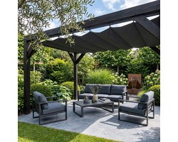 Shadow Comfort® - Harmonicadoeken exclusief bevestigingsset - 600 cm x 200 cm - Carbon Black - Harmonica - Geschikt voor pergola - Pergola doek