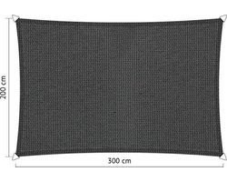 Shadow Comfort® Rechthoekige Schaduwdoek - UV Bestendig - Schaduwdoek rechthoek - Zonnedoek - 200 x 300 CM - Carbon Black