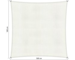 Shadow Comfort® Vierkantige schaduwdoek - UV Bestendig - Zonnedoek - 500 x 500 CM - Mineral  White