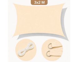 Shadowé® Schaduwdoek 3X2 M Rechthoekig beige - Schaduwdoek inc. bevestigingstouw - Zonnedoeken Schaduwdoeken - Zonnedoek