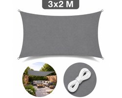 Shadowé® schaduwdoek 3X2 M Rechthoekig grijs - Schaduwdoek inc. bevestigingstouw - Zonnedoeken Schaduwdoeken - Zonnedoek