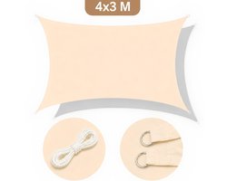 Shadowé® schaduwdoek 4X3 M Rechthoekig beige - Schaduwdoek vierkant inc. bevestigingstouw - Zonnedoeken Schaduwdoeken - Zonnedoek