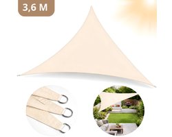 Shadowé® Schaduwdoek Driehoek Beige 3,6 x 3,6 x 3,6 m - Zonnedoek met Bevestigingstouw - Zonnedoeken - Schaduwdoeken UV-Werend