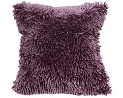 Shaggy Kussenhoes 40x40 cm - Paars met Franjes