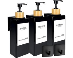 Shampoo Dispenser voor Douchecabine - Zeepdispenser met 3 Kamers - Shampoo en Conditioner Dispenser - Wandmontage zonder Boren - 16 Waterdichte Labels - Douche Zeep Dispenser - 470 ml - Badkamer Organizer
