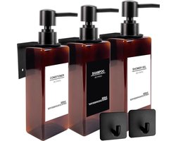 Shampoo-dispenser voor douchewand - wandmontage - 3 kamers - zwart