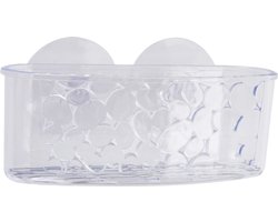 Shampoo flessenhouder - transparant - met zuignappen - 16 cm - Badkameraccessoires - Shampoo/zeep rekje/houder