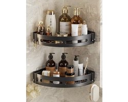 shampoo houder - doucherek zwart zonder boren - 2/ 3 laags rekjes - zelfklevend - badkamer rek