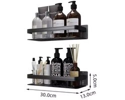 shampoo houder - doucherek zwart - zonder boren - 2 laags - zelfklevende - badkamer rek - zwart