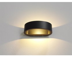 Sharp Wandlamp LED zwart/goud 2700k 830lm IP54 - Modern - Artdelight