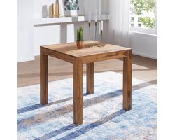 Sheesham Solid Wood Dining Table 80x80 cm | Small Square Kitchen & Dining Room Table | Handmade Indian Rosewood Table with Natural Grain | Rustic Wooden Table for 2–4 Persons | Meda Home Store