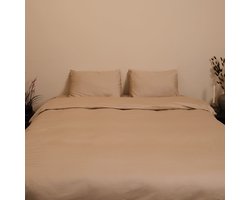 Sheetz Happen Dekbedovertrek 200x220 cm - Beige - Katoensatijn - 400TC - 100% Katoen