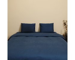 Sheetz Happen Dekbedovertrek 240x220 cm - Blauw - Katoensatijn - 400TC - 100% Katoen