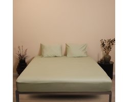 Sheetz Happen Hoeslaken 160x200x30cm - Mintgroen - Katoensatijn - 400TC - 100% Katoen