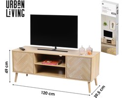 "SHELBY" TV-MEUBEL MET 2 DEUREN EN 2 PLANKEN, PUSH-PULL SYSTEEM, 120×40×H48 CM