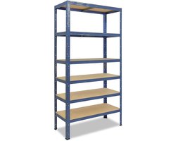 Shelfplaza HOME metalen stellingkast - 200x23x45 cm - blauw - 6 planken