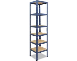 Shelfplaza HOME metalen stellingkast - 200x30x30 cm - blauw - 6 planken