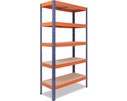 Shelfplaza PRO metalen stellingkast - 155x70x40 cm - blauw-oranje - 5 planken