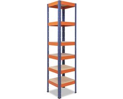 Shelfplaza PRO metalen stellingkast - 180x50x50 cm - blauw-oranje - 6 planken
