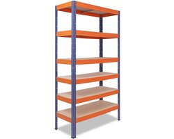 Shelfplaza PRO metalen stellingkast - 200x100x45 cm - blauw-oranje - 6 planken