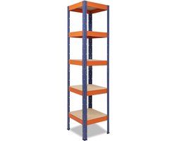 Shelfplaza PRO metalen stellingkast - 200x50x50 cm - blauw-oranje - 5 planken
