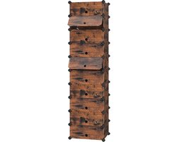 Shelving System - Reksysteem met 10 vakken - Wandreksysteem - Verstelbaar reksysteem - Industrieel reksysteem - Hoekreksysteem - Boekenreksysteem - Bruin - 43 x 31 x 173 cm (L x B x H)