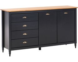 SHILLINGTON - Dressoir - Zwart/Lichthout - Dennenhout