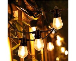 SHINE - LED Lichtsnoer buiten - Lichtslinger op Zonne-energie - Tuinverlichting - Waterdichte Lampjes slinger - Vintage Basic Sfeerverlichting - 12 Ledlampen met Afstandsbediening - 8,5 Meter