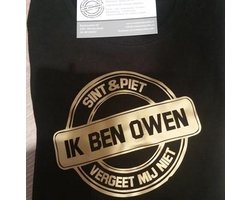 Shirtje Sint en Piet Ik ben eigen naam ... vergeet mij niet | Lange mouw | zwart met gouden letters | maat 68 cadeau mijn 1e eerste sint sinterklaas of zwangerschapsaankondiging baby
