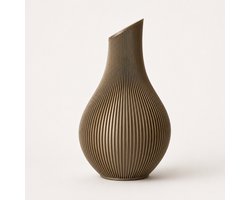Shizu - Waterdichte Japandi Vaas - 25 cm - Brons - Ribbelvaas