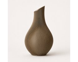 Shizu - Waterdichte Japandi Vaas - 25 cm - Brons - Ribbelvaas
