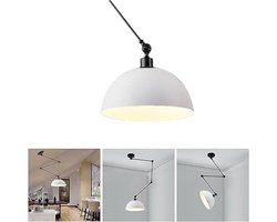 SHOP YOLO-Hanglamp-hoogte verstelbare hanglamp Vintage industriële et draaibare Arm om metalen lampenkap Eetkamer-wit