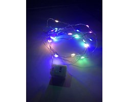 Shopping4All- Draadverlichting- Zilverdraad - 20 Multicolor LED lampjes - 195cm