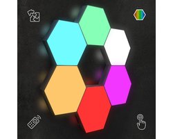 Shopping4All - Hexagon - Led verlichting - Sfeerverlichting - RGB lamp - LED - Afstandsbediening - 6 stuks