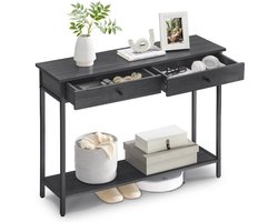 ShopWizz Wandtafel - Sidetable - Console Tafel - Industrieel - 2 Lades - Extra Plank - Metalen Frame - 100 x 30 x 80 cm - Zwart