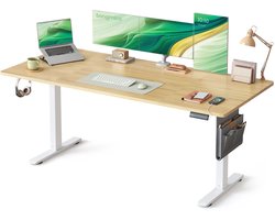 ShopWizz Zit-Sta Bureau - Elektrisch - 180 x 80 cm - Verstelbaar - Staan en Zitten - Geheugenfunctie - Stevig - Duurzaam - Geel / Wit