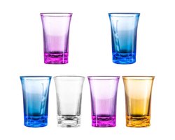 Shotglazen Set - Acryl Whiskey Shotglas - Zware Bodem & Herbruikbaar - Voor Feest & Bar - Transparante Kleuren - 35ml - 6 Stuks
