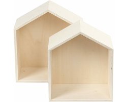 Showdozen Hout - Opbergbox Set Van 2 - Houten Open Display Doos - Voor DIY Styling, Boeken, Organiseren, Kleine Spullen, Handwerk & Decoratief Opbergen