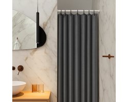 Shower-Ease - Vouwbaar douchegordijn - grijs – 180×200 cm – magnetische bevestiging – metalen haken – Waterafstotend polyester