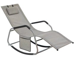 Showkebar dekstoel - grijze lounger - buitenrijker - gegalvaniseerd staal - 151 x 56 x 90 cm