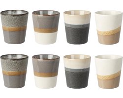 Siaki Koffiemok - 8x - Steen - glans afwerking - 200ml - H8 x D7,5 cm