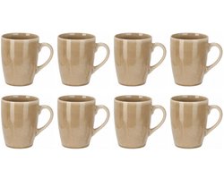 Siaki Koffiemok / theemok Faye - beige - set 8x - 340 ml - mokken - kerammiek - tas