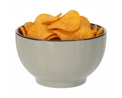 Siaki Serveer/chips schaaltje Fishbone - lichtgrijs - 14 x 8 cm - keramiek - kommetjes - 680 ml