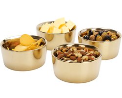 Siaki Serveer/chips schaaltjes - 4x stuks - aardewerk/gres - metallic goud - 8 x 4 cm