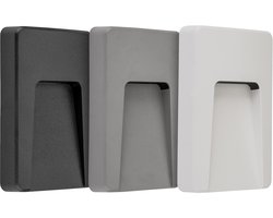 Sibo LED wandlamp buiten, rechthoekig en IP65, 2,8W / 310 lumen, 3000K, incl. zwarte, witte en grijze cover
