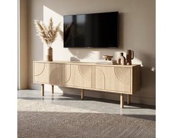 Sicaan Scandinavisch tv-meubel 160 cm, 3 deuren, eikenhouten afwerking, SASKIA