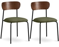 Sicaan Set Van 2 Olivia Scandinavische Stoelen In Khaki Corduroy
