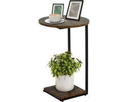 Side table - kleine koffietafel - C-vormige bijzettafel - moderne sofa bijzettafel - voor woonkamer - slaapkamer - balkon - 40×40×60cm - rustiek bruin en zwart